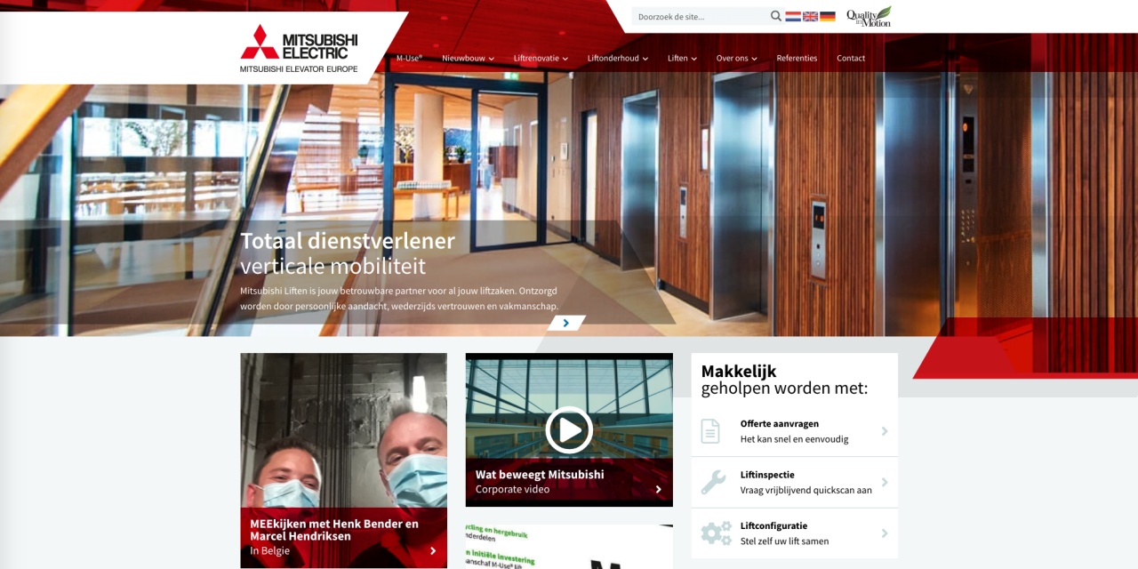 Website van Mitsubishi Electric